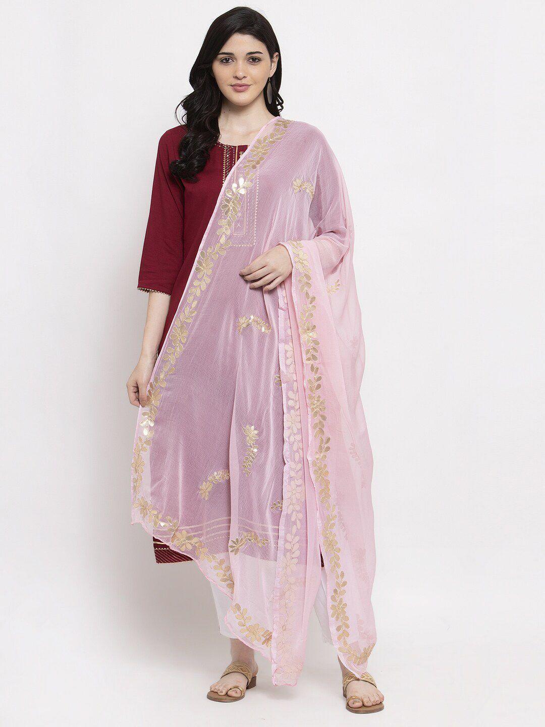 clora creation pink solid dupatta