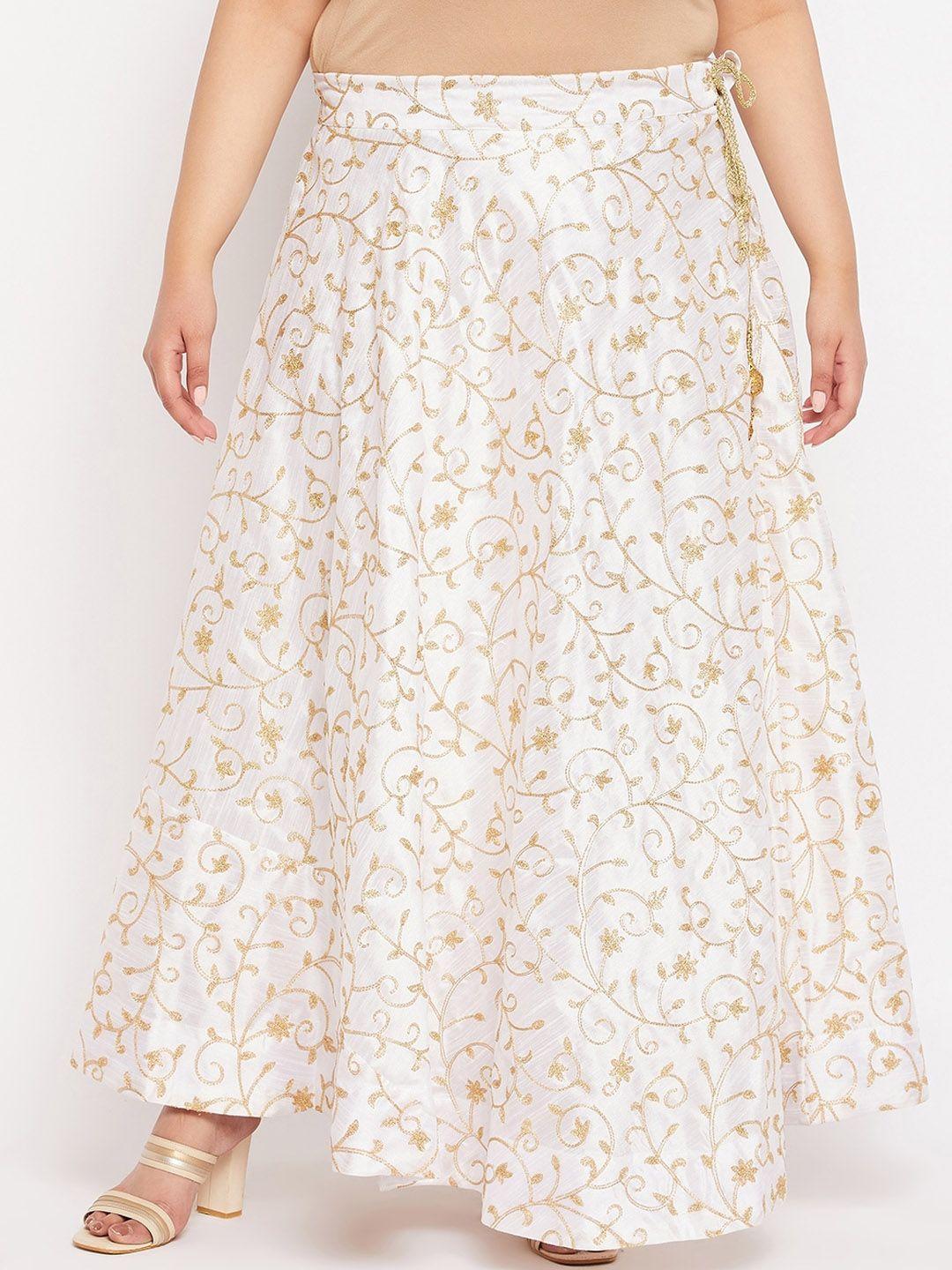 clora creation plus floral embroidered flared skirt