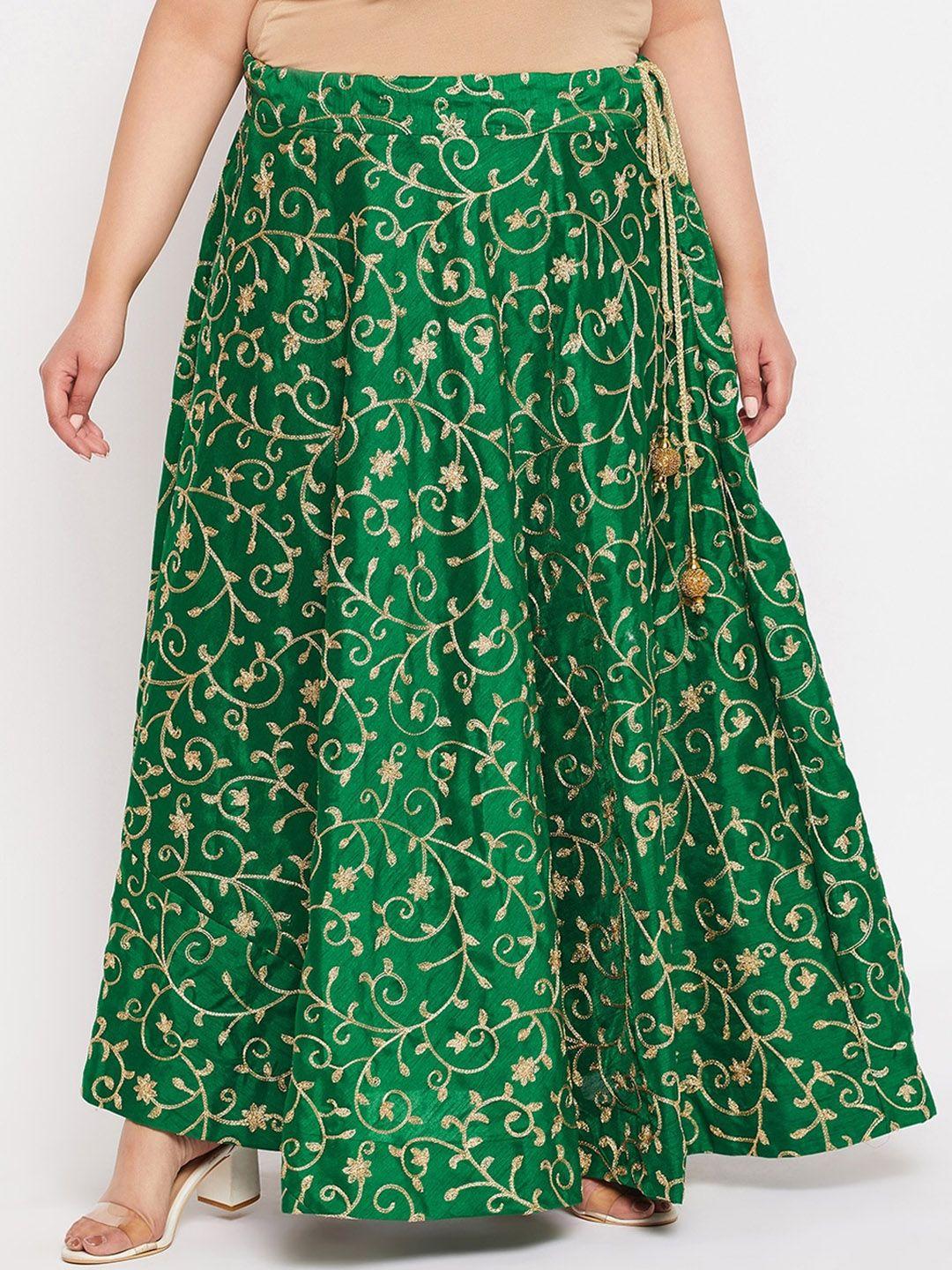 clora creation plus plus size embroidered flared maxi skirt