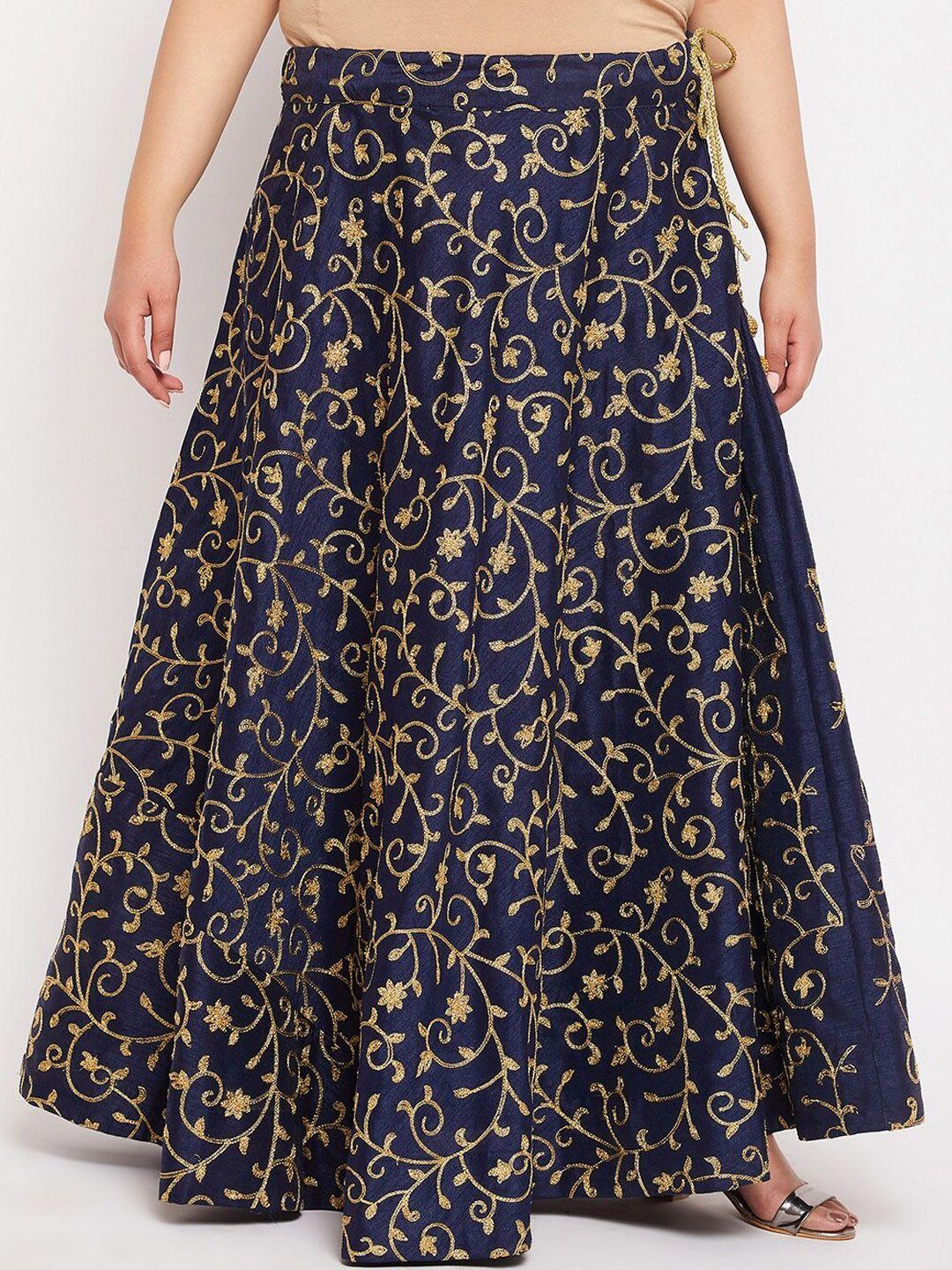 clora creation plus plus size embroidered flared skirt