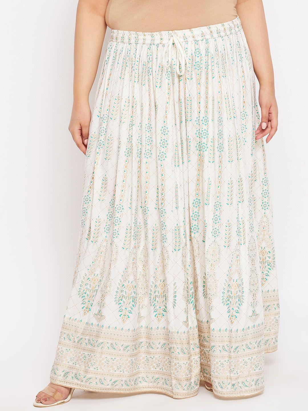 clora creation plus printed flared maxi skirt