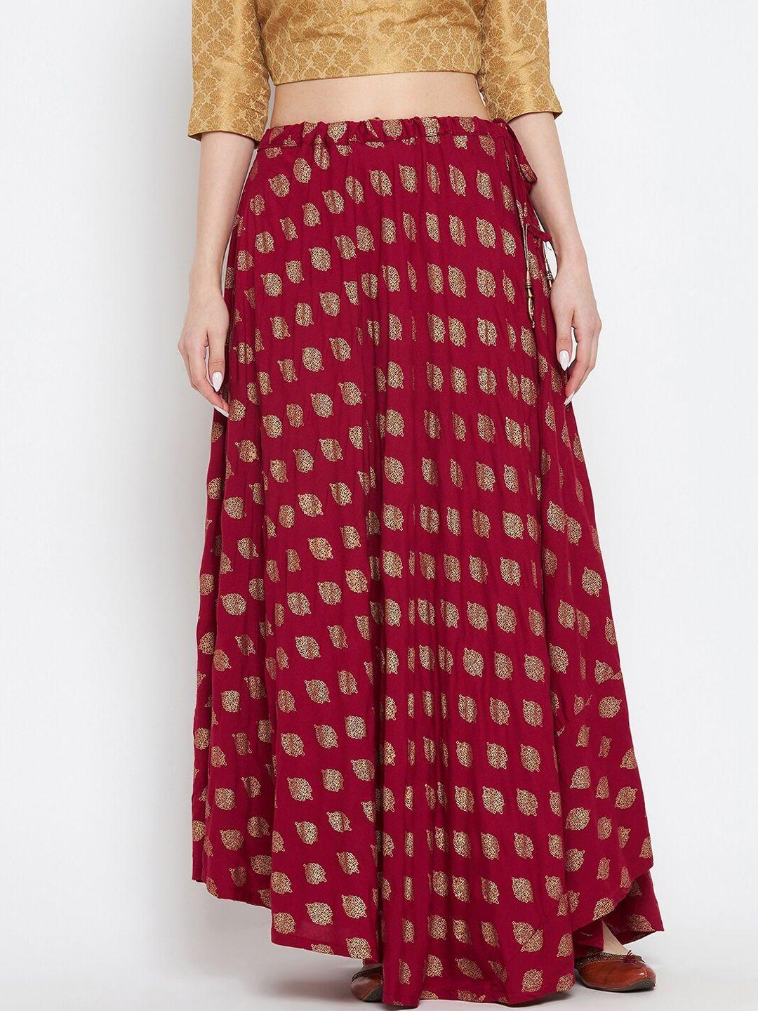 clora creation printed flared maxi skirt