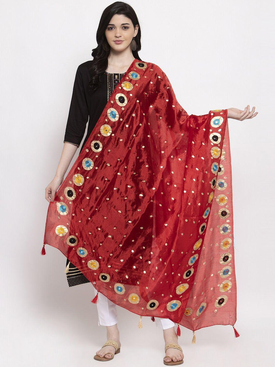 clora creation red printed dupatta