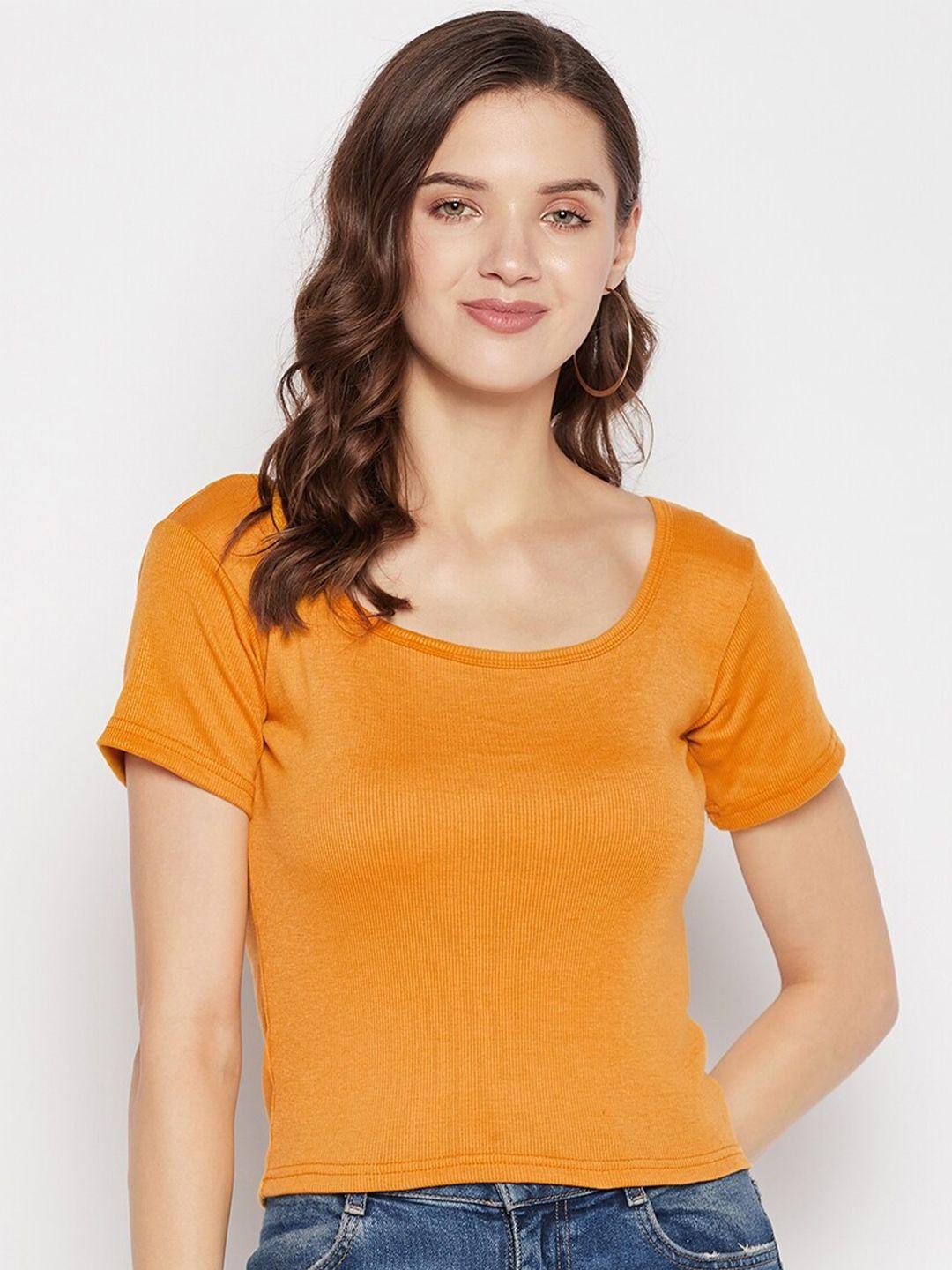 clora creation scoop neck yellow top