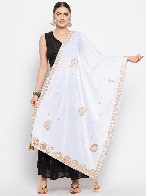 clora creation white embellished dupatta