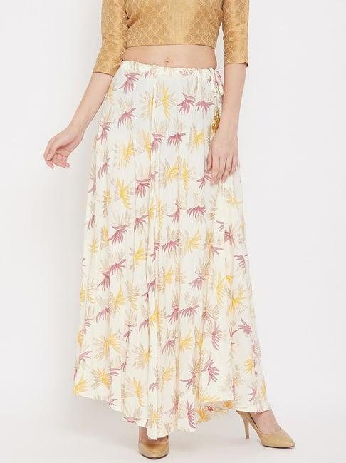 clora creation white printed skirt