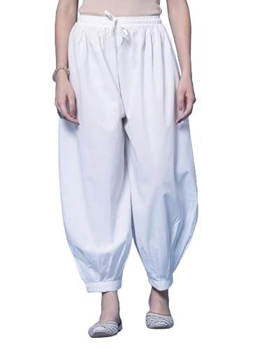 clora creation white solid cotton aghani pants, cc44170_34