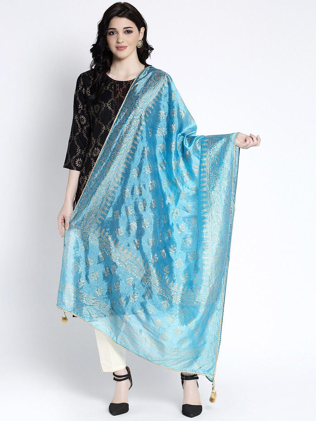 clora creation women blue printed dupatta