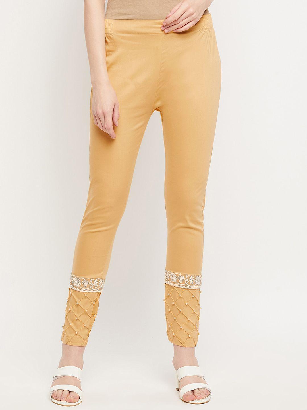 clora creation women embroidered cigarette trousers