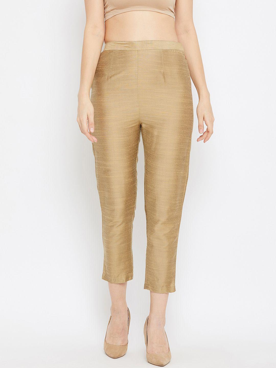 clora creation women gold-toned cropped smart trousers