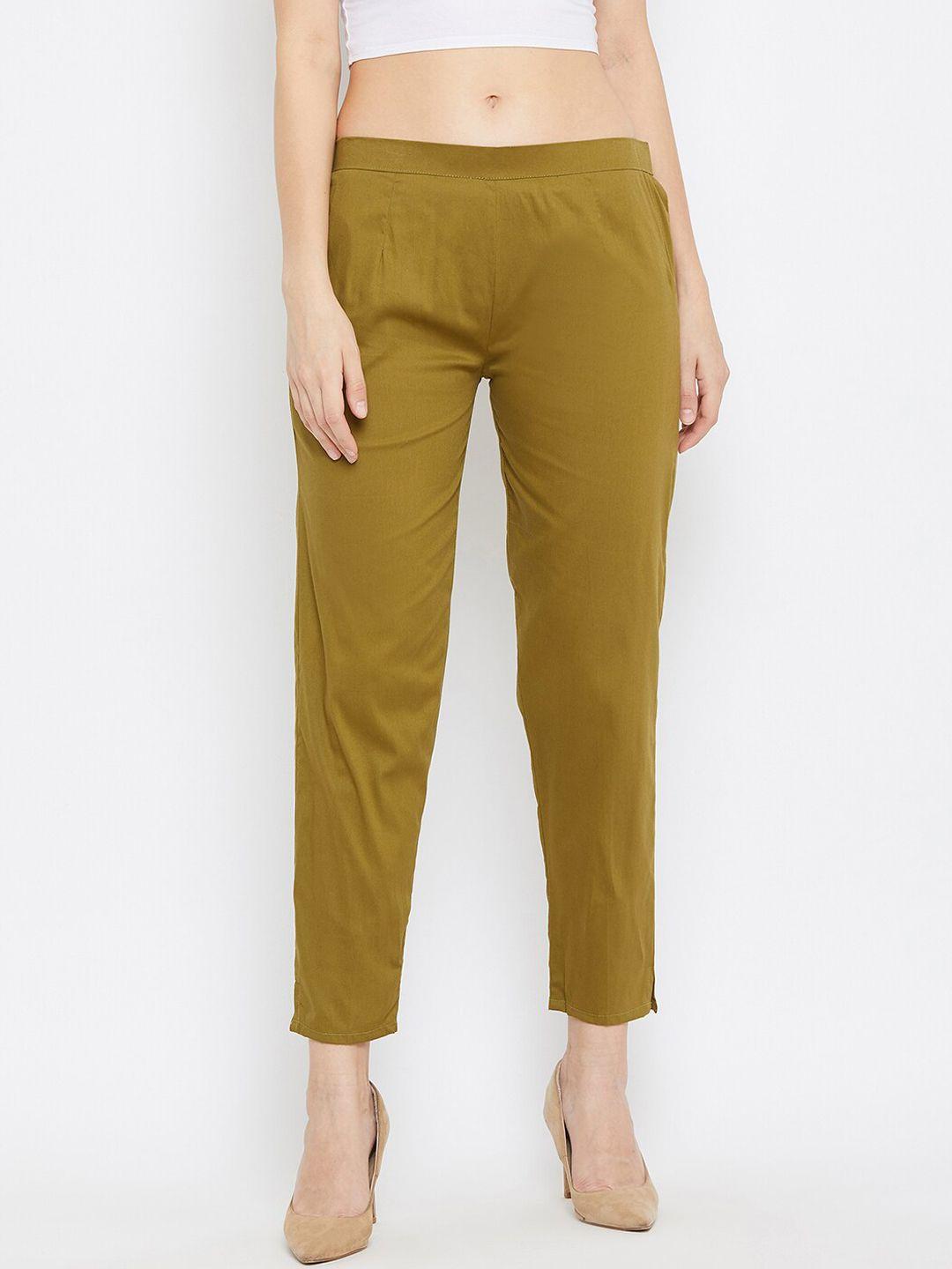 clora creation women green trousers