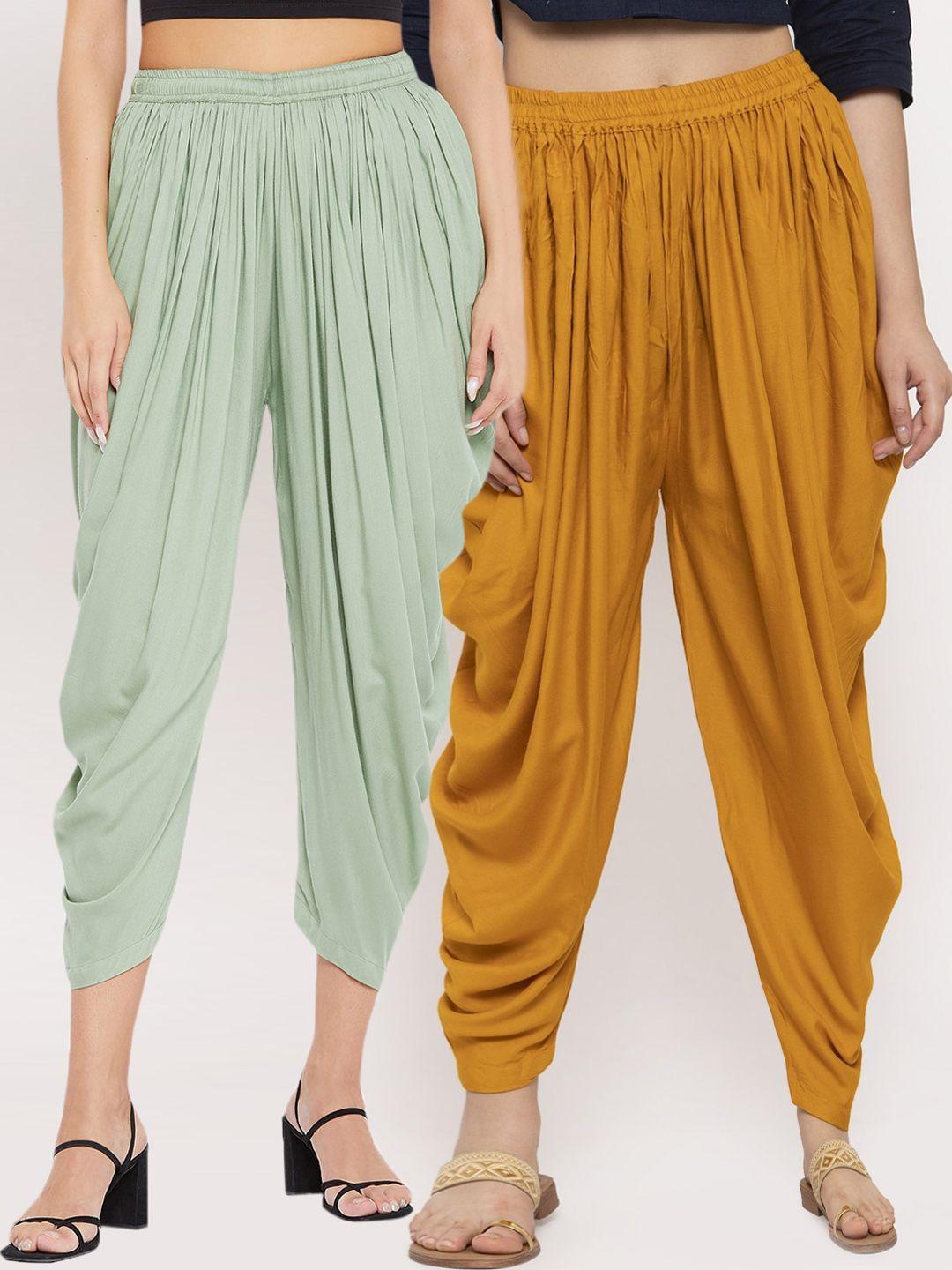 clora creation women pack of 2 solid dhoti pants