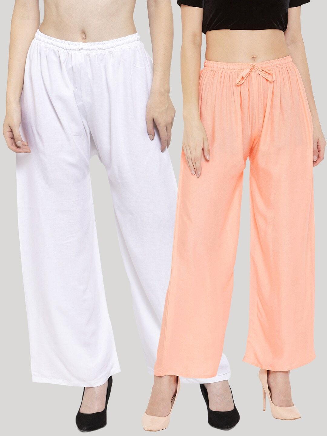 clora creation women pack of 2 solid straight palazzos