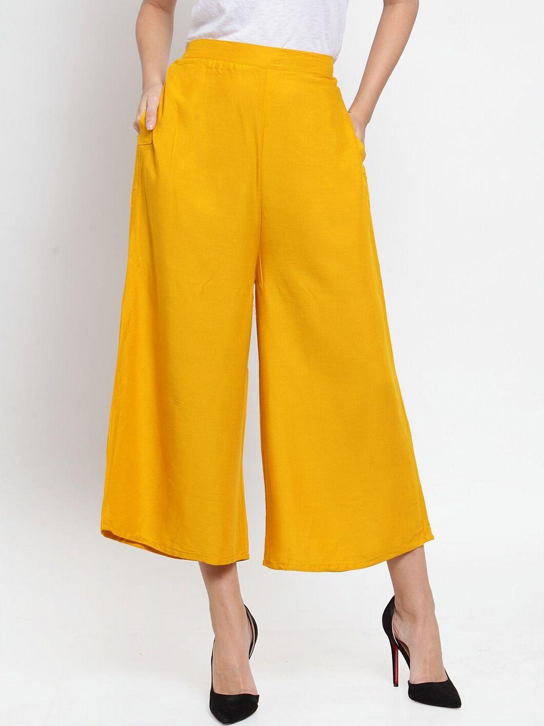 clora creation women smart easy wash mid-rise culottes trousers