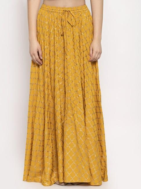 clora creation yellow printed skirt