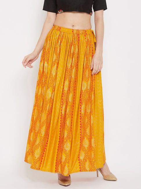 clora creation yellow printed skirt