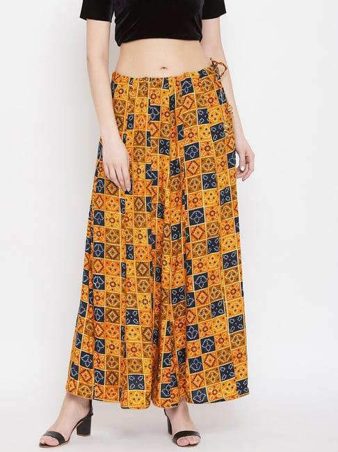 clora creation yellow printed skirt