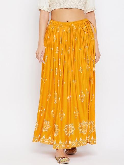 clora creation yellow printed skirt