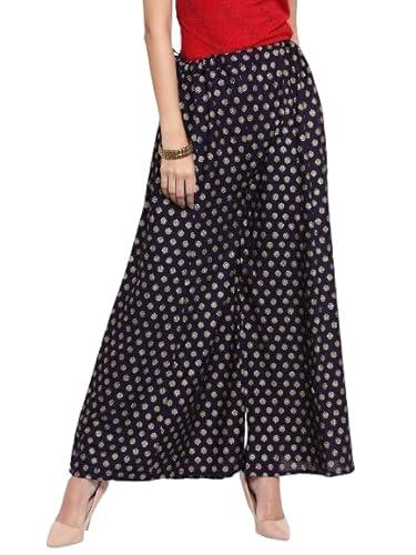 clora navy blue flared printed rayon sharara, cc40242_30