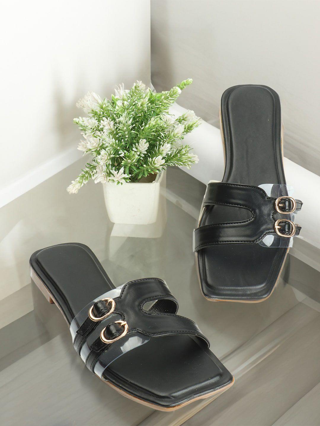 closho open toe flats with buckle detail