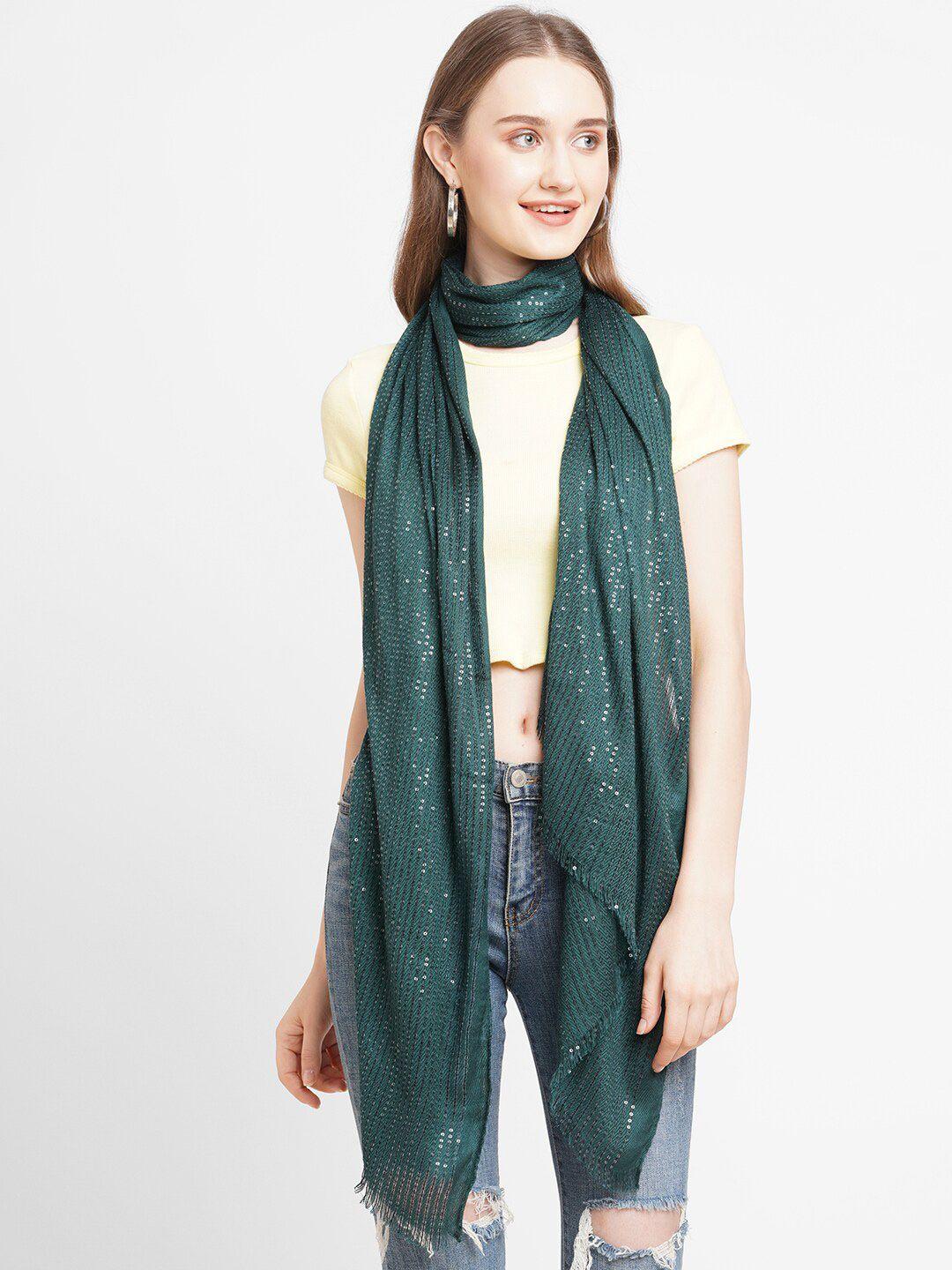 cloth haus india women green embroidered heavy sequins scarf