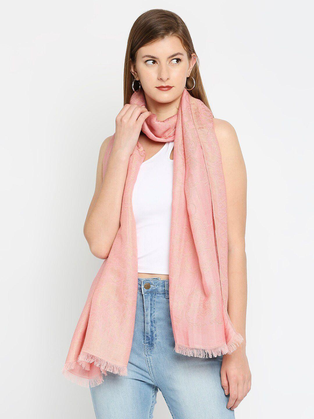 cloth haus india women pink floral design brocade scarf