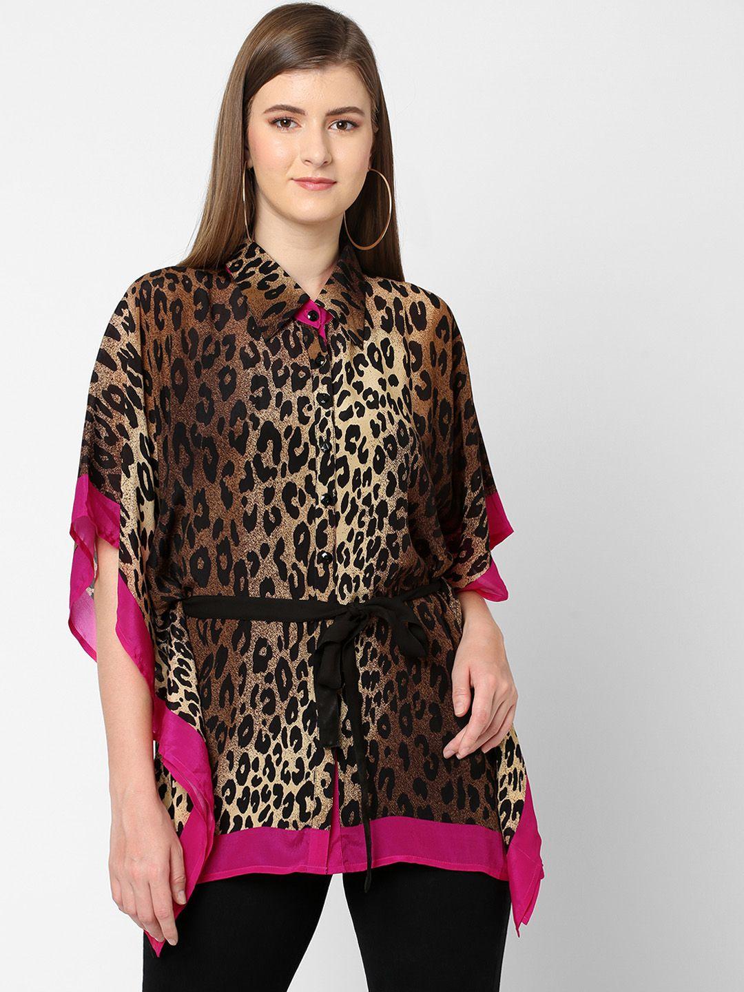 cloth haus india brown animal print kaftan top