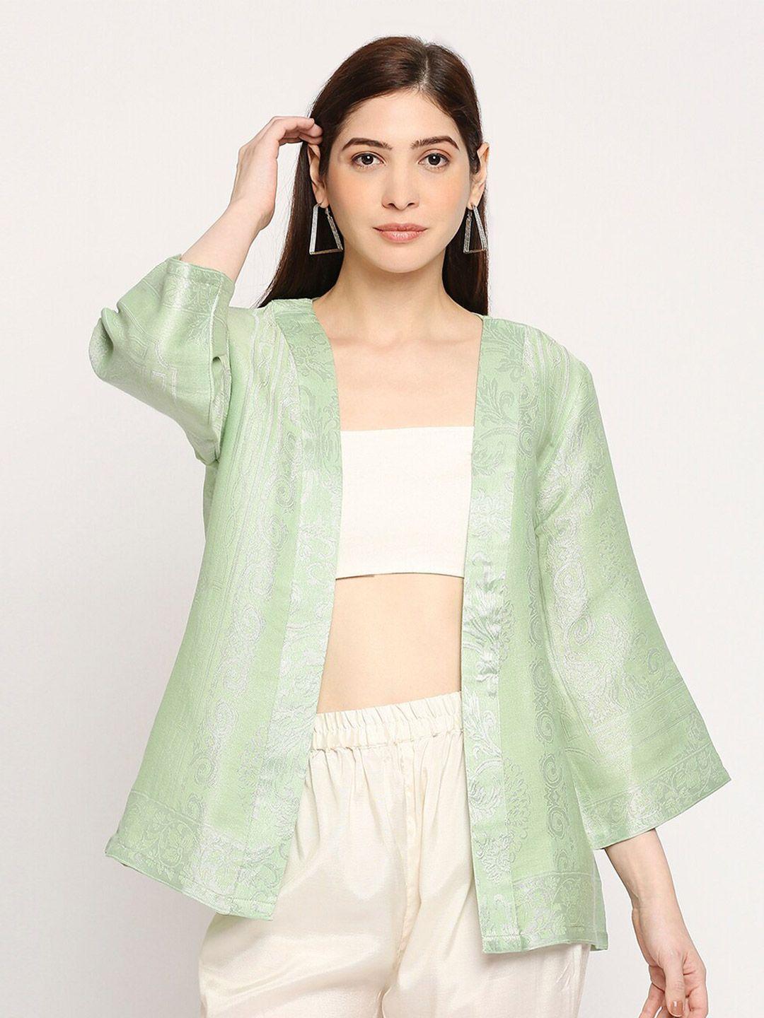 cloth haus india embroidered cotton brocade cover-up open front kimono shrug
