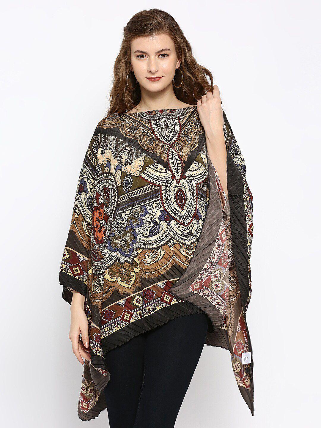 cloth haus india women printed paisley pleated poncho