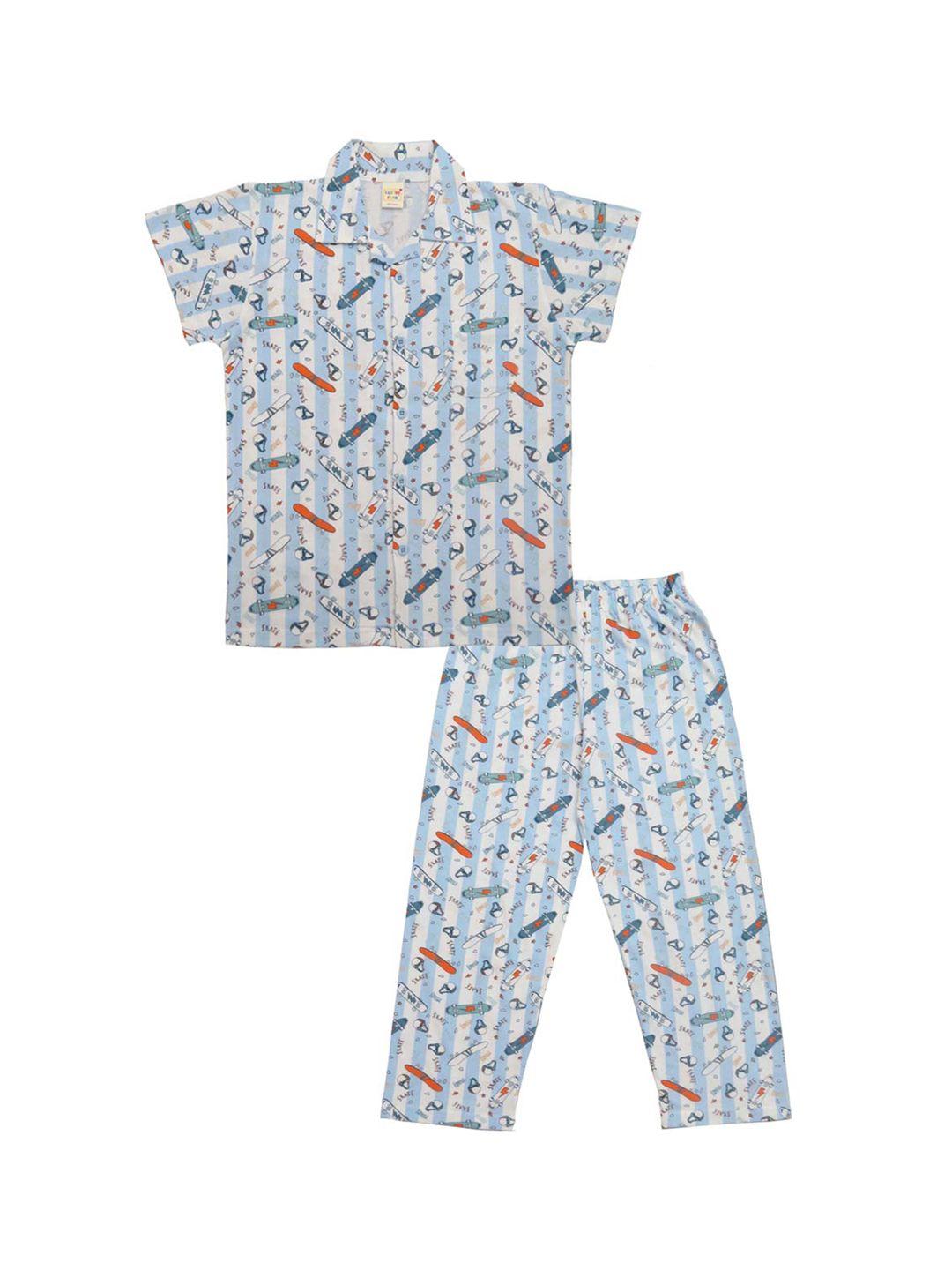 clothe funn boys conversational printed pure cotton night suit