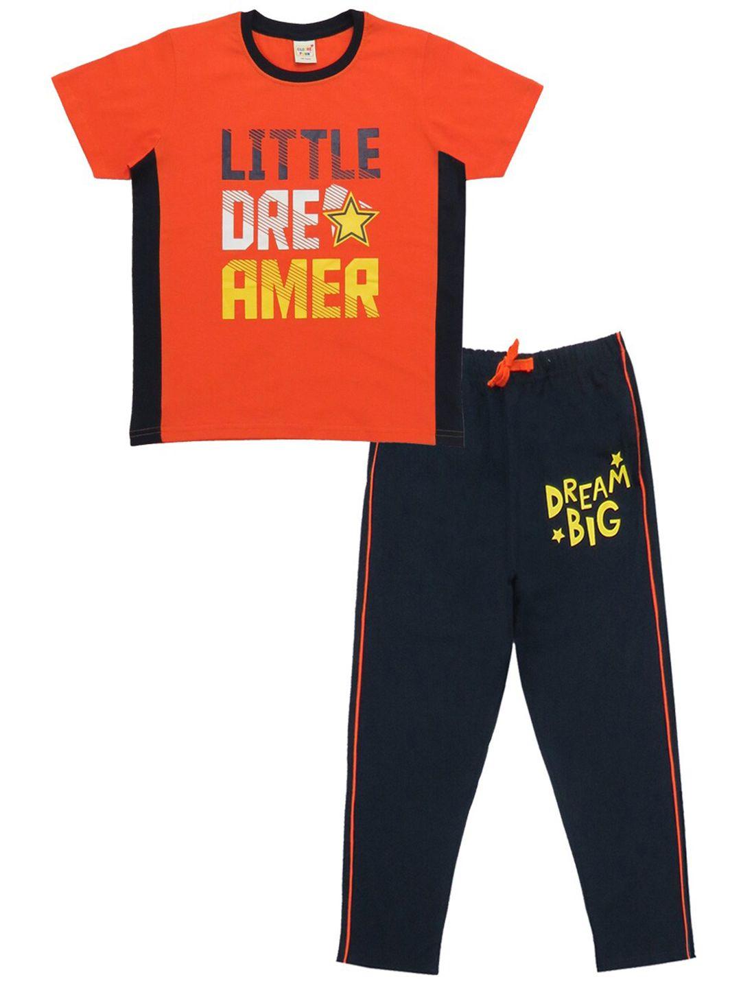 clothe funn boys printed pure cotton t-shirt with pyjamas