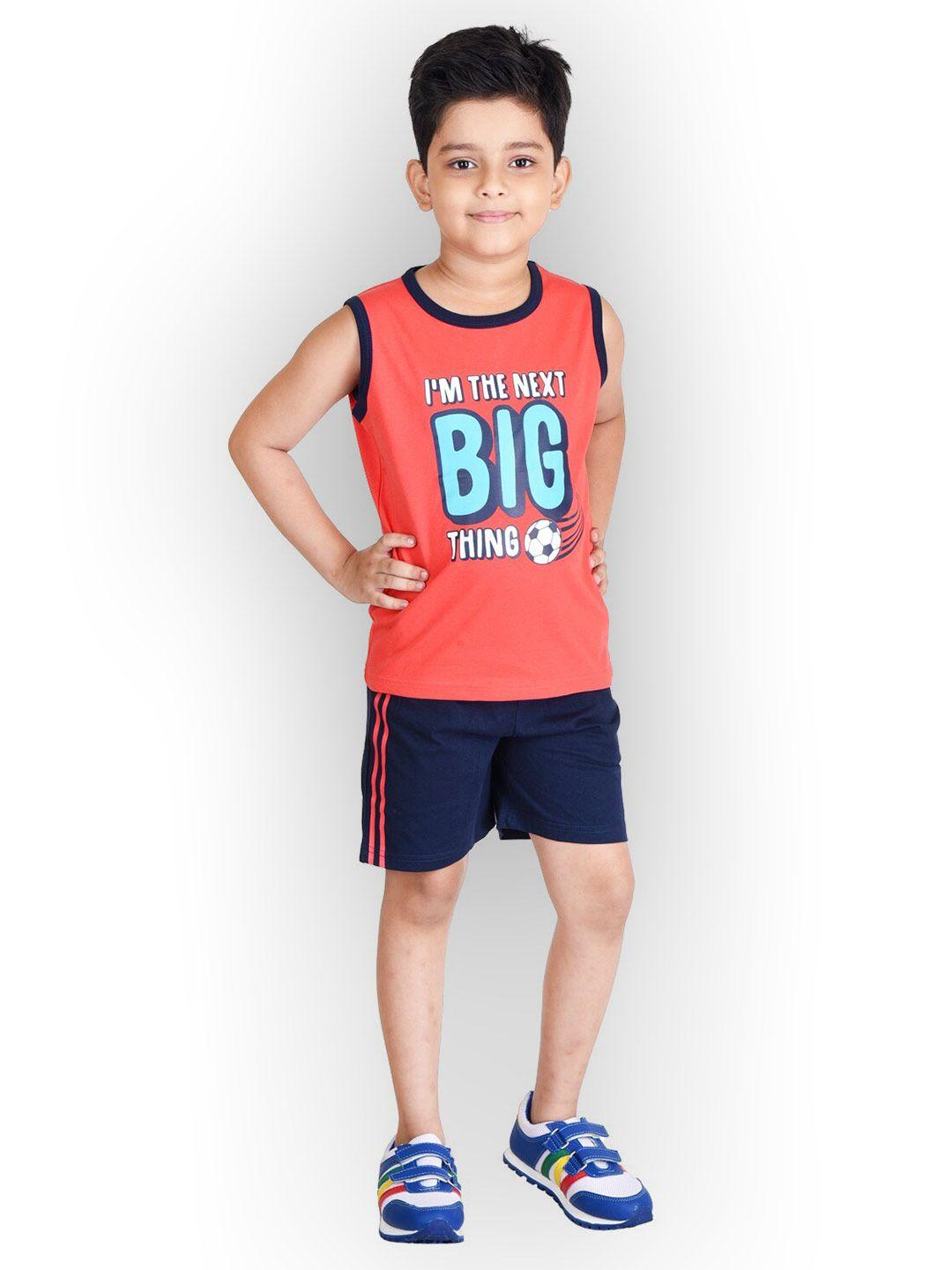 clothe funn boys printed pure cotton t-shirt with shorts