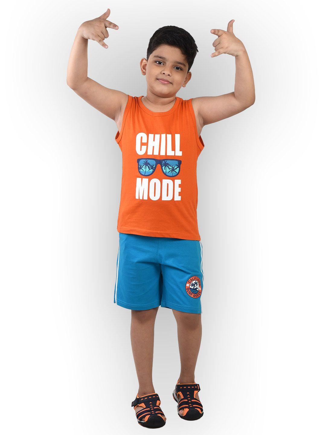clothe funn boys printed pure cotton t-shirt with shorts