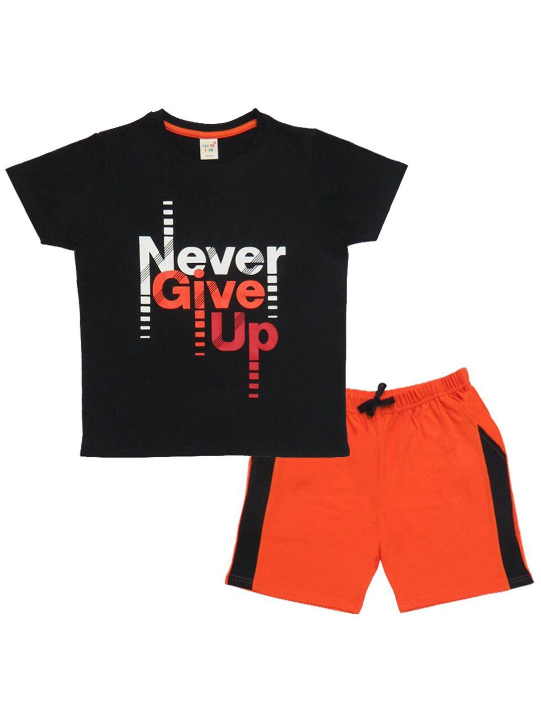 clothe funn boys typography printed pure cotton t-shirt with shorts