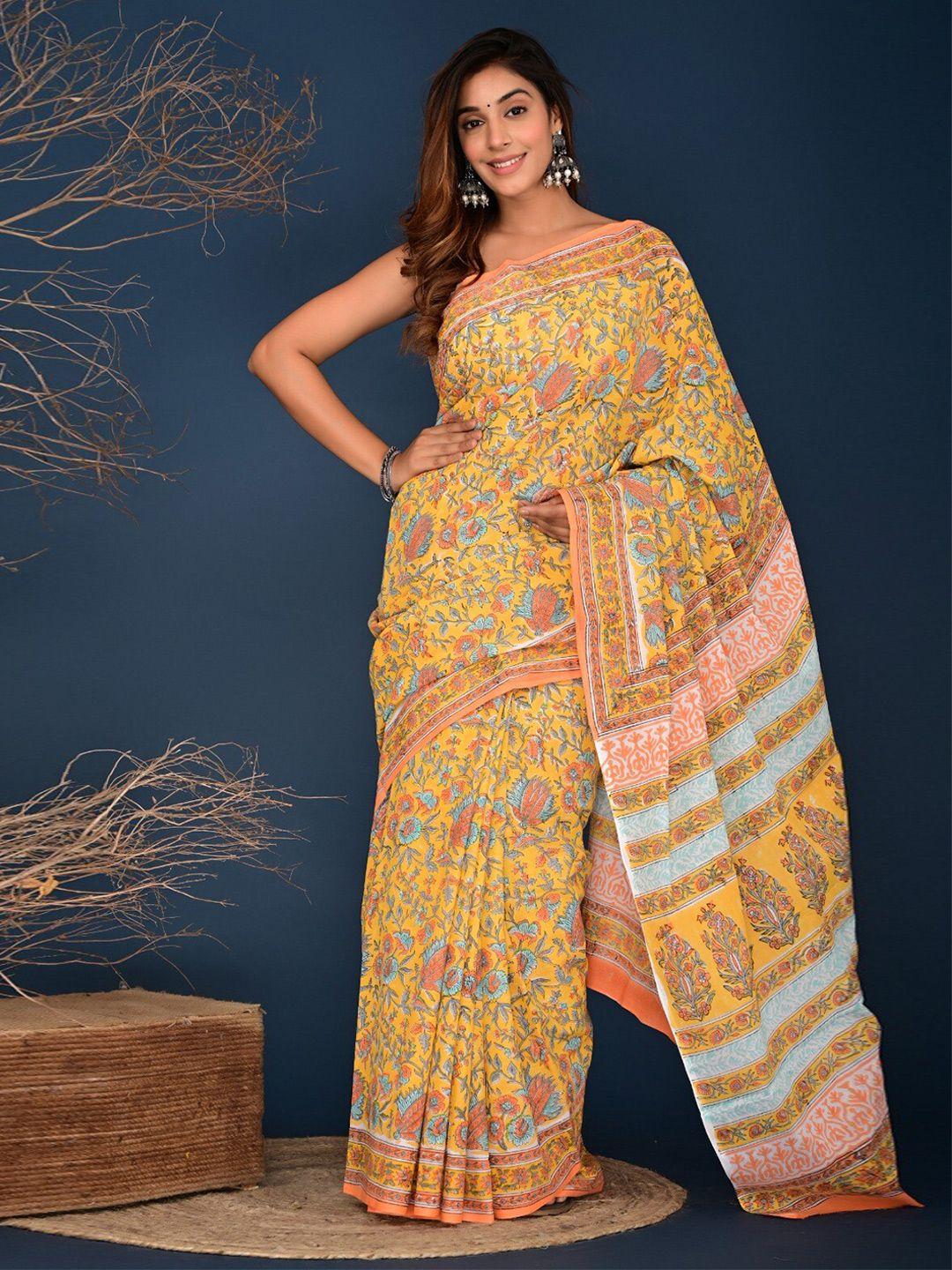 clothonus ethnic motifs printed block print saree