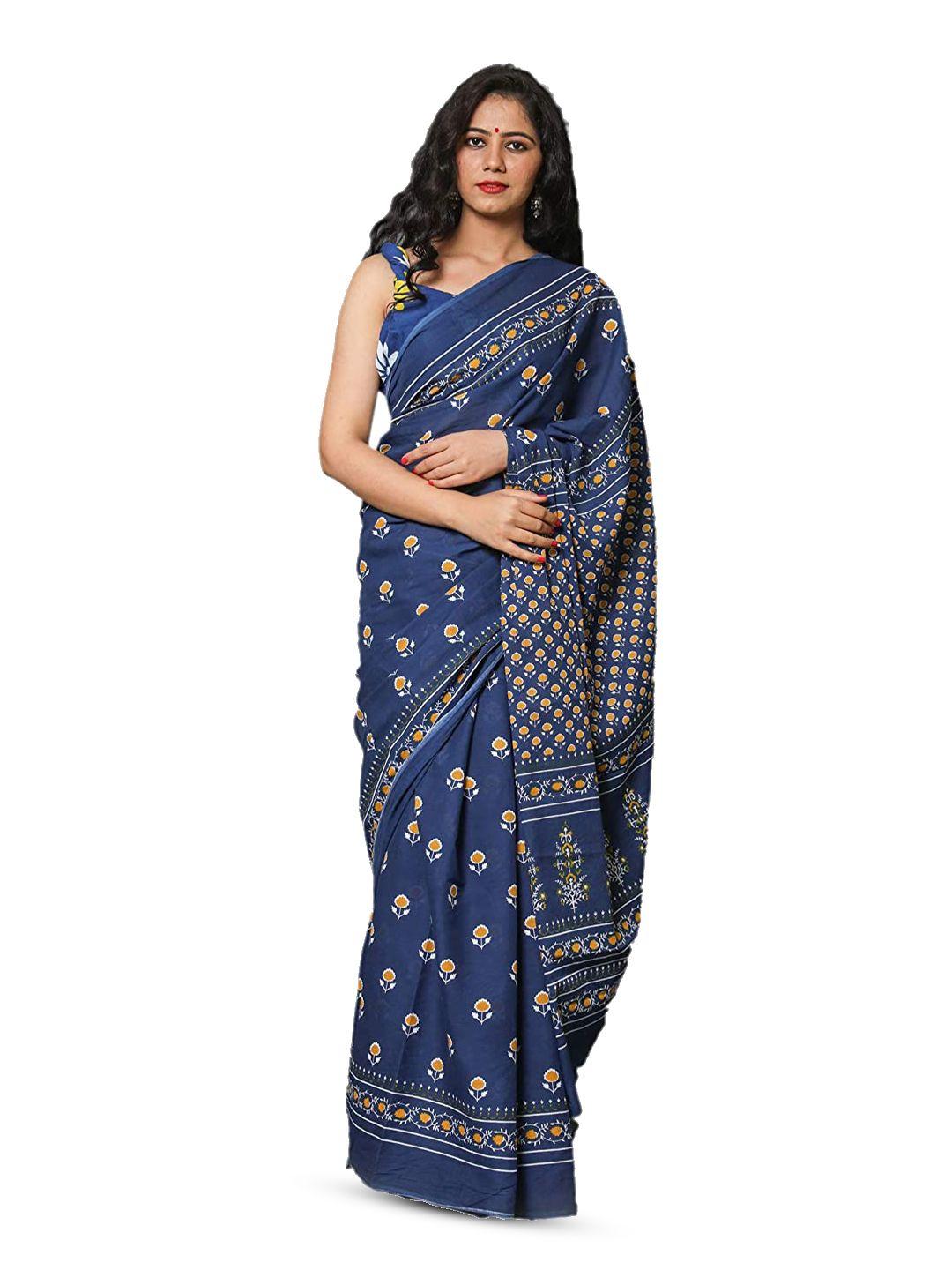 clothonus ethnic motifs printed pure cotton block print saree