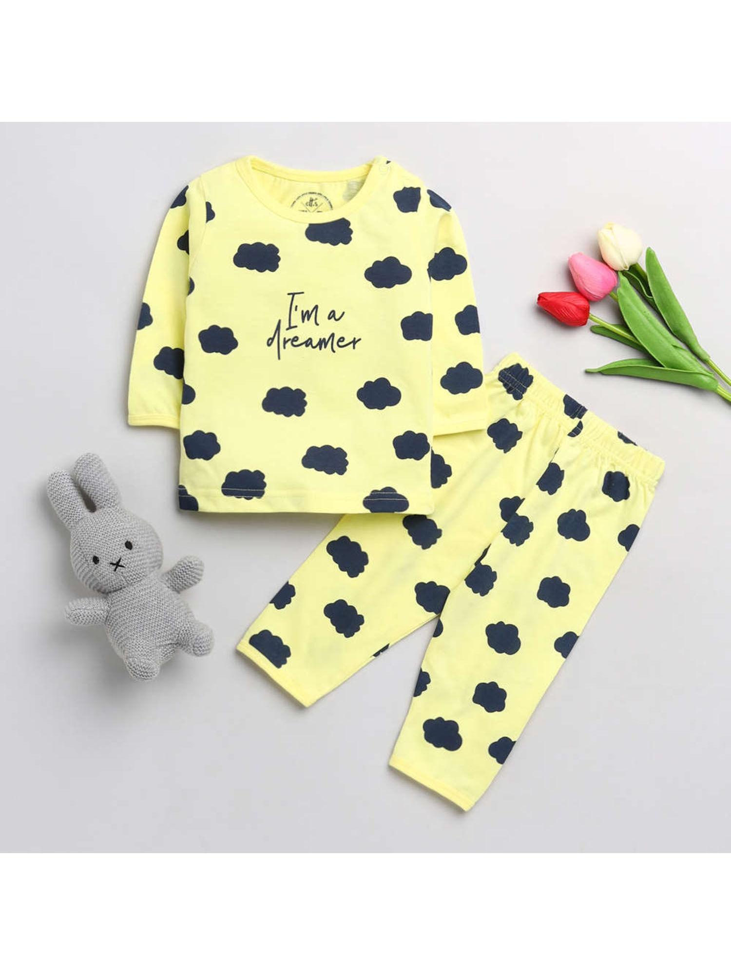 cloud printed t-shirt & pyjamas (set of 2)