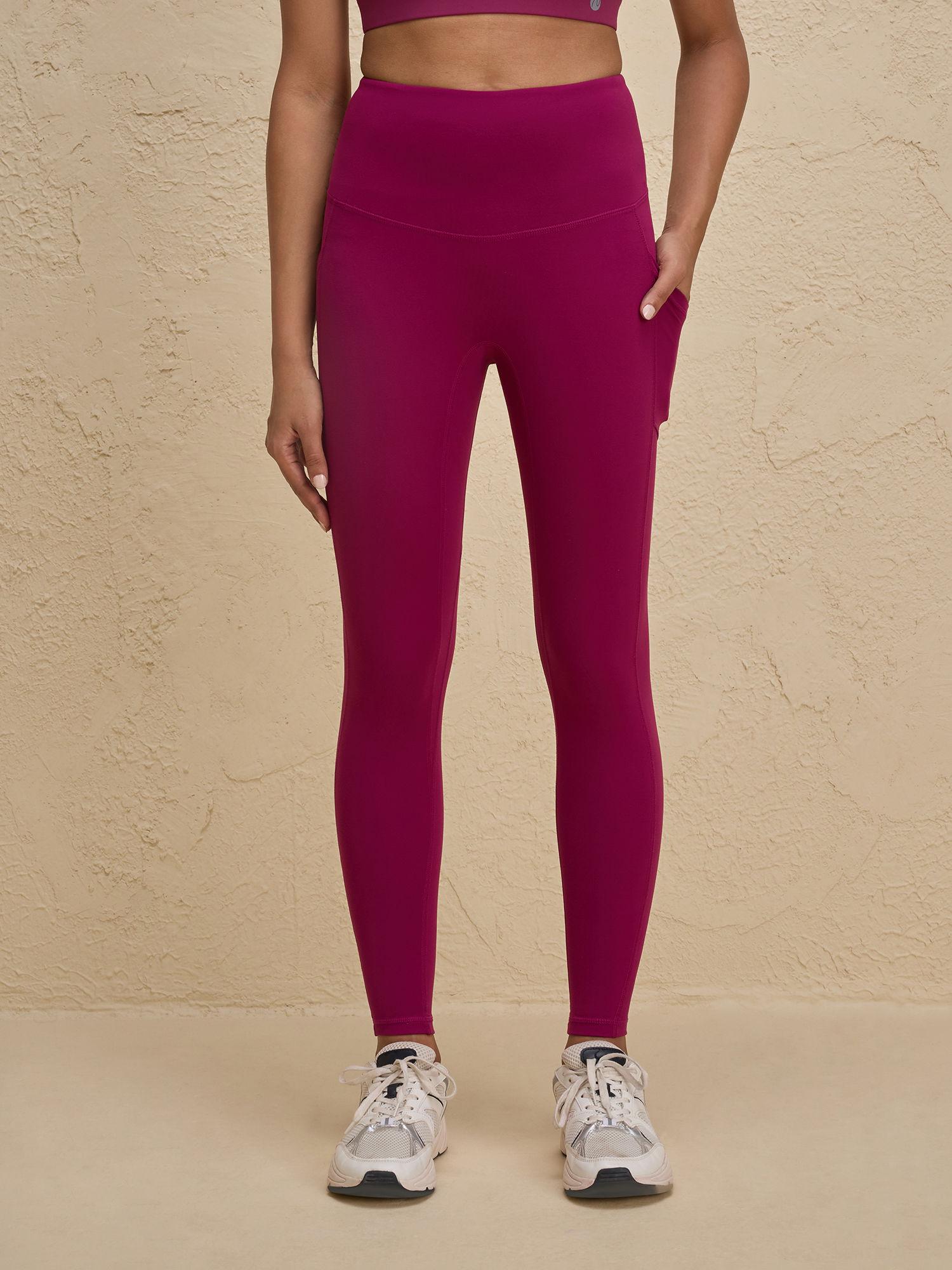 cloud soft & flattering full length leggings with pockets-nyk261-wine