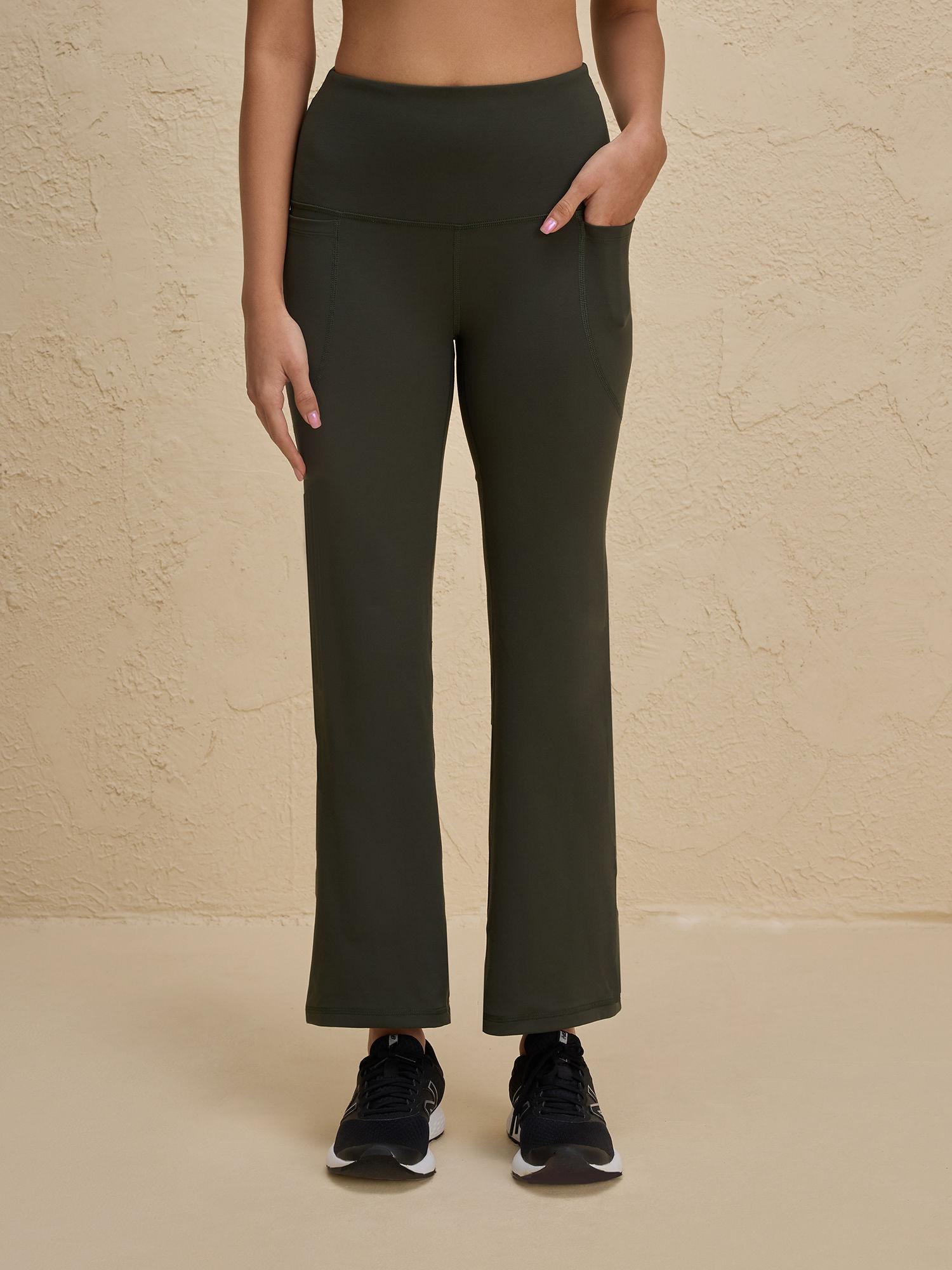cloud soft super comfy & flattering flare pants with pockets-nyk252-olive