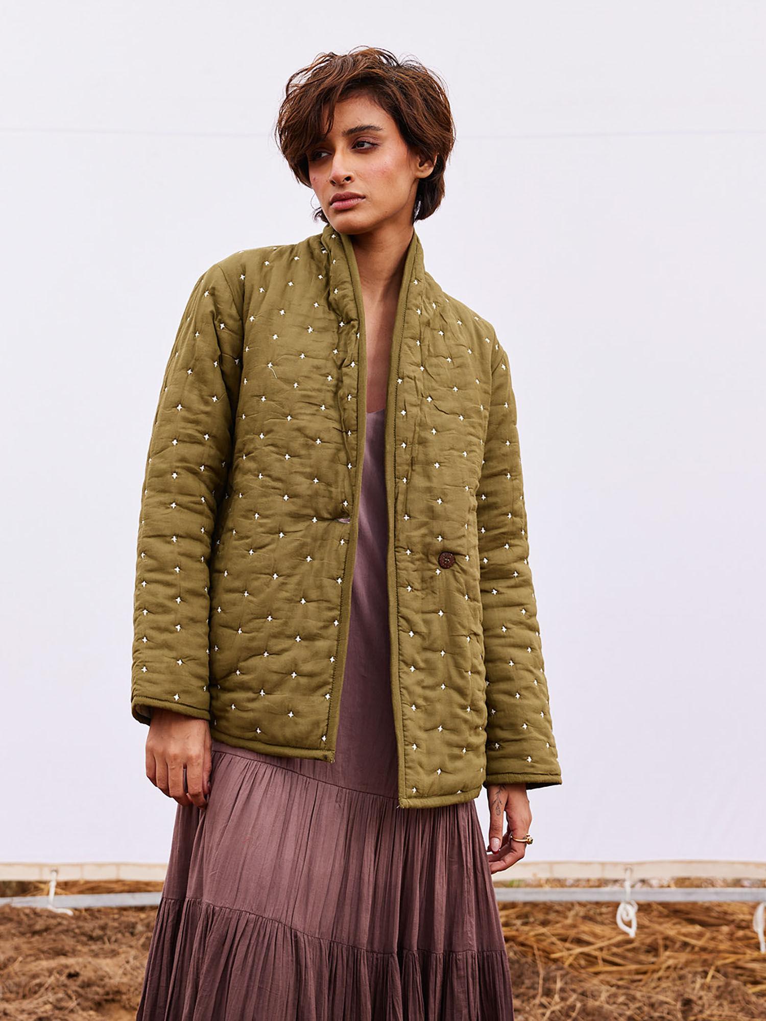 clove wasabi green quilted jacket