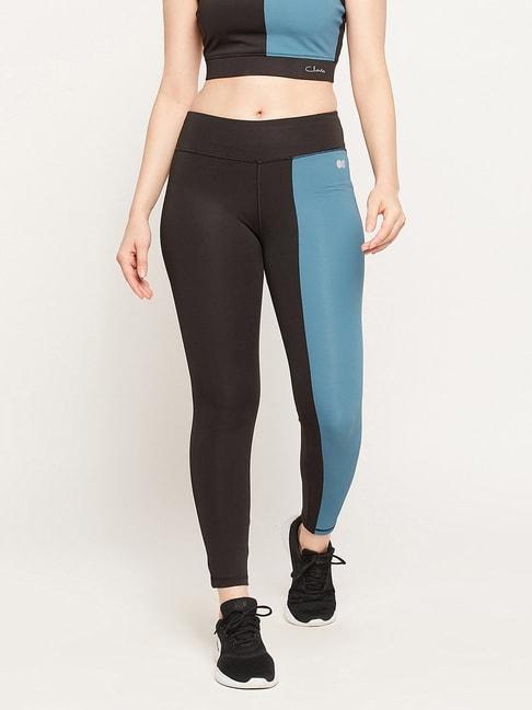 clovia black & blue polyester tights