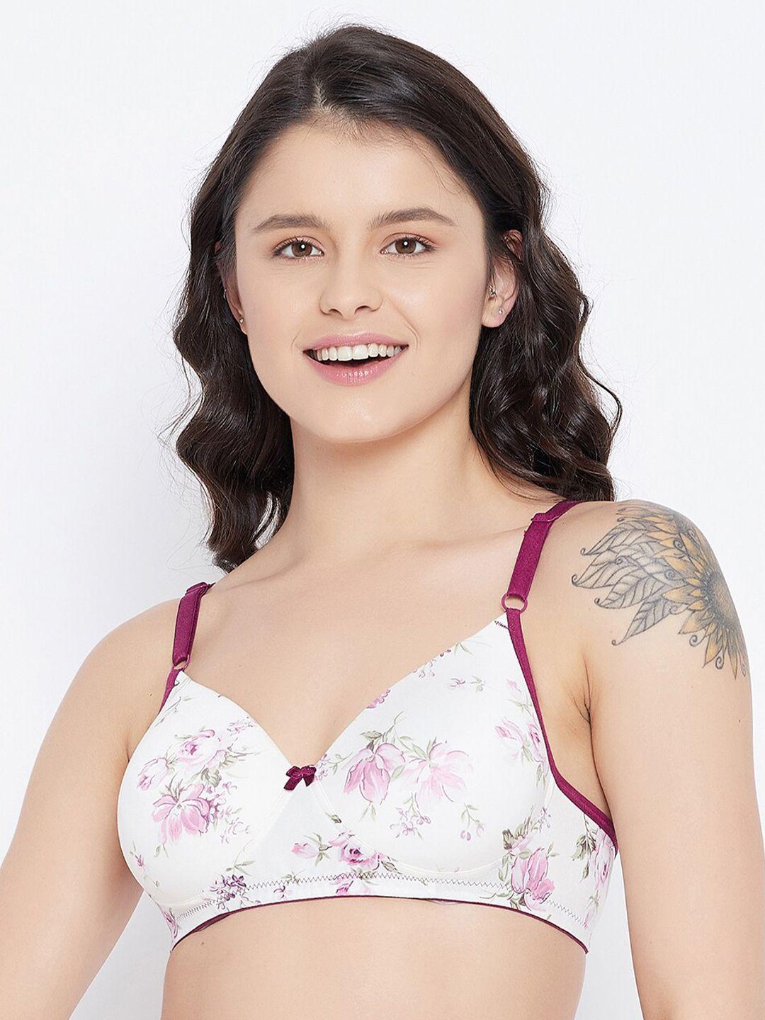 clovia floral printed all day comfort bra full coverage lightly padded