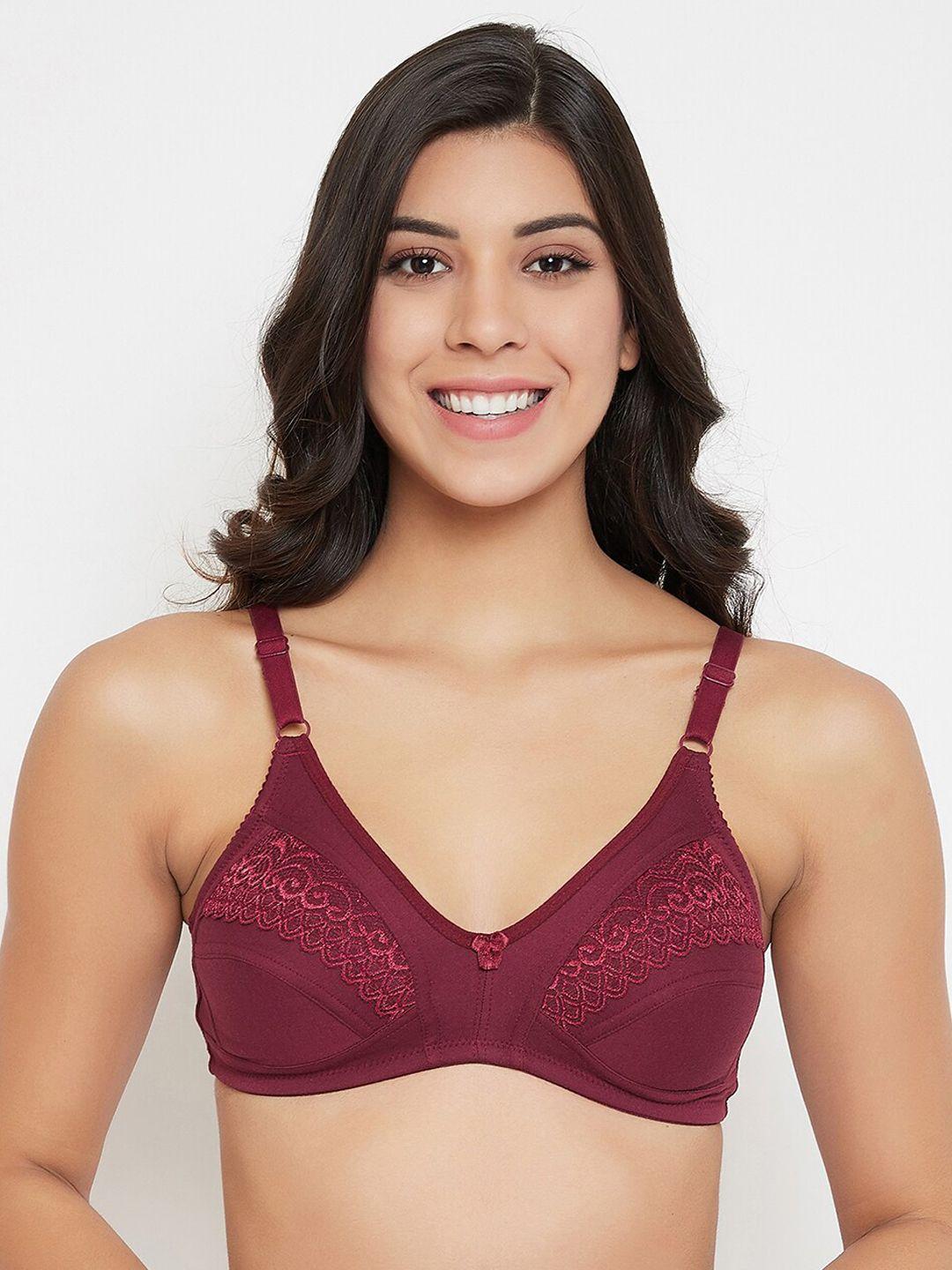 clovia maroon solid non-wired non padded everyday bra br2151p0932b
