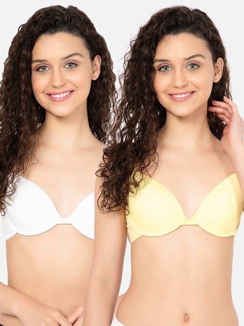clovia multicolor half coverage under-wired t-shirt bra - pack of 2