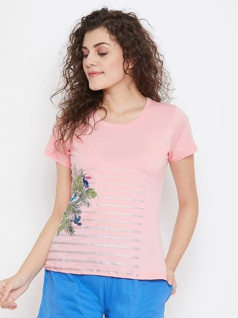 clovia pink floral print t-shirt