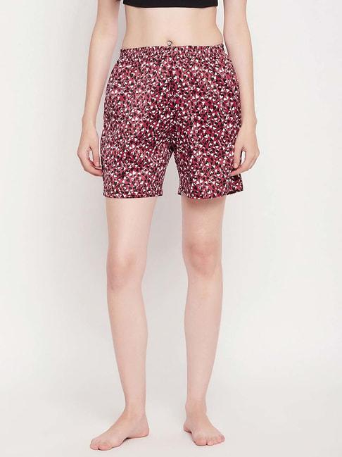 clovia red printed shorts