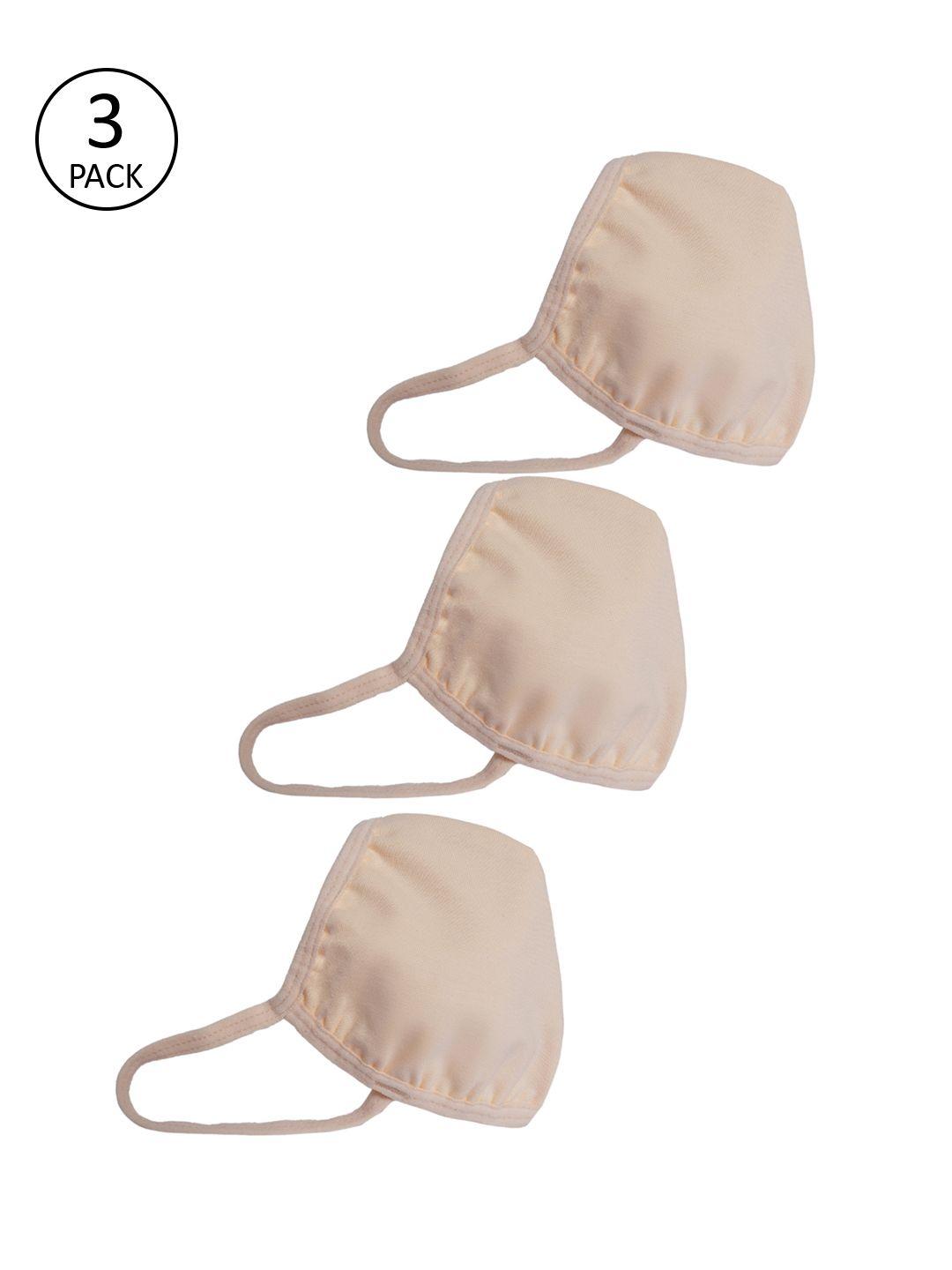 clovia unisex beige pack of 3 3 ply reusable cloth mask