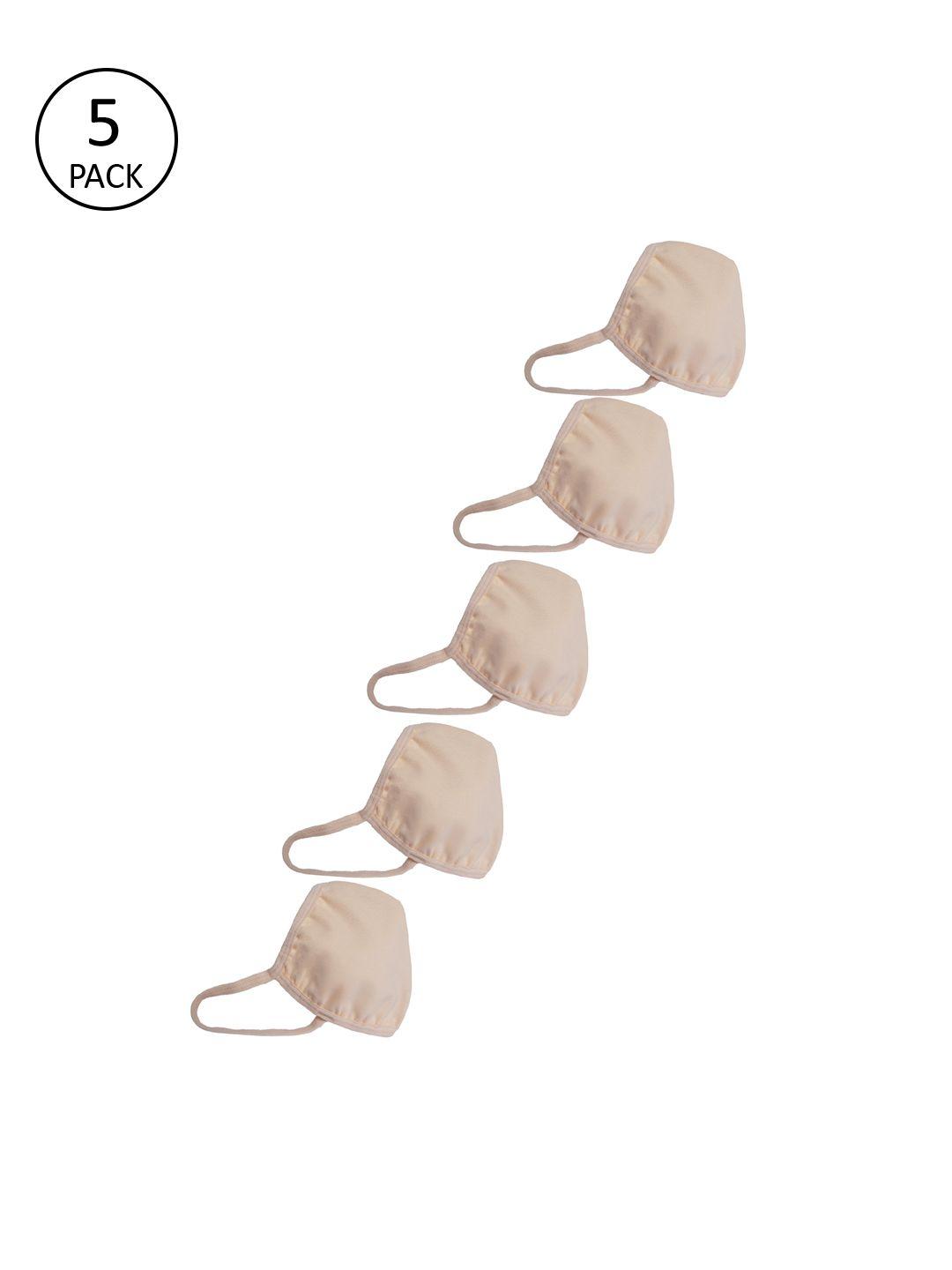 clovia unisex pack of 5 beige 3-ply reusable protective outdoor mask