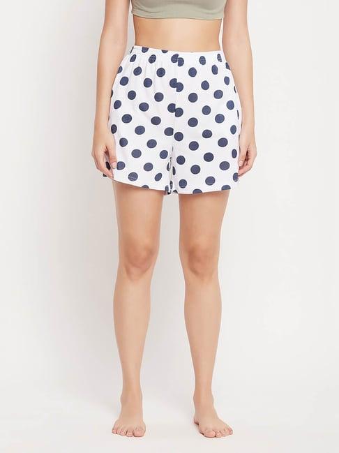 clovia white & navy polka dot shorts