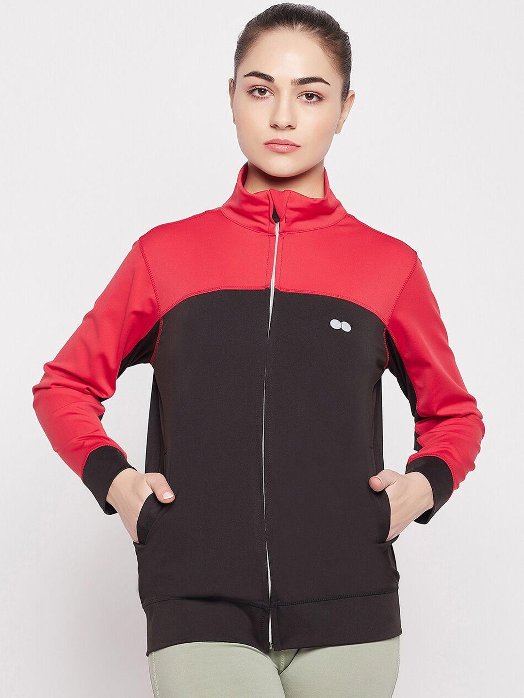 clovia women colourblocked lightweight training or gym sporty jacket